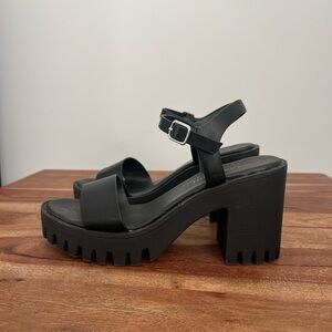 Black Chunky Heel Sandals by Madden Girl